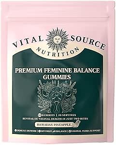 Vital Source Nutrition Vaginal Probiotic Gummies for Women - pH Balance and Immune Defense, Support Healthy Odor and Vaginal Flora - Vegan, Gluten-Free - Hawaiian Pineapple - 60 Gummies - 30 Servings