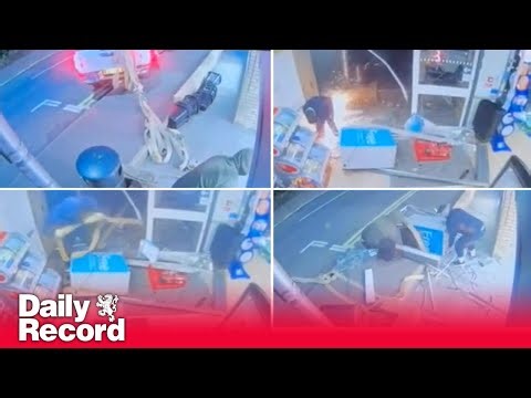 Co-op ATM heist caught on camera as thugs use crowbars and saws to rip out cash machine
