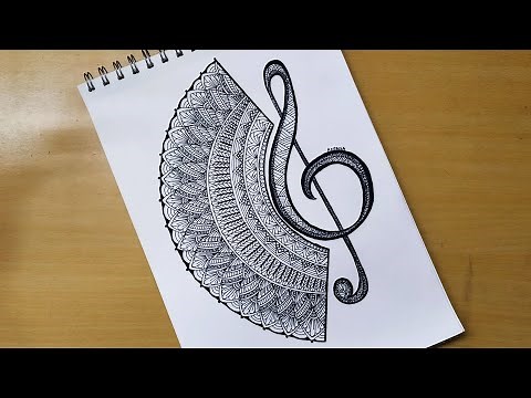 How to draw easy Mandala art of music note symbol | Zentangle art | Doodle art | Quick drawing