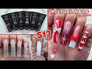 TESTING A $13 CHRISTMAS POLYGEL KIT FROM AMAZON! HOW TO DO POLYGEL NAILS AT HOME | Nail Tutorial
