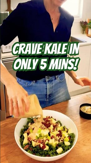 5-Minute Vegan Kale Salad with Tangy Tahani, Miso Dressing | Healthy & Delicious 🥗 #quicksalad