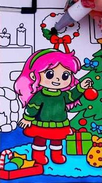 Trimming the Tree with Rudy 🎄 #coloringbook #christmas #ohuhumarkers #cozycoloring #kimmicolors