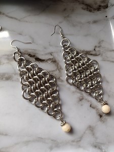 European 4 in 1 Statement Chainmaille Dangle Earrings - Etsy