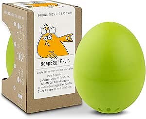 Basic Green – Egg Timer for Boiling Eggs – Musical Egg Cooker for Soft, Medium, Hard Boiled Eggs – Food Safe – Singing Floating Egg Timer – Egg Cooker for 3 Levels of Doneness - Brainstream
