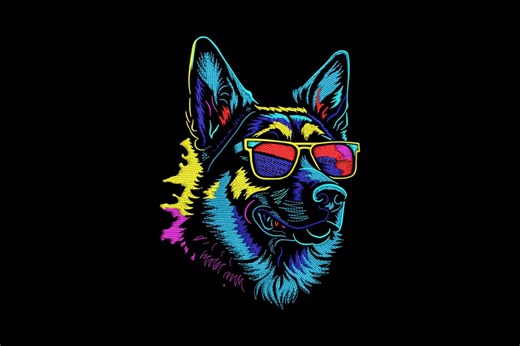 Colorful Dog Embroidery Design, Dog Machine Embroidery, 4 Sizes, Instant Download - Etsy