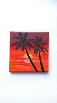 Einfacher Sonnenuntergang mit Palmen 🌴Acryl Tutorial
