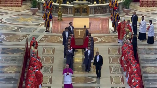 Pope Francis’ coffin carried into St. Peter's Basilica before funeral