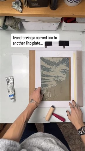 Lisa Benson Art | So I did decide to add another piece of lino to my current reduction linocut print. This meant I needed an accurate copy of my current... | Instagram