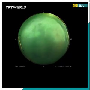 6K views · 101 reactions | Fast moving particles ejected from the sun crash into the earth’s atmosphere and create a stunning aurora. The video time-lapse shows the phenomenon, and was recorded by an all-sky camera in Kiruna, Sweden, part of ESA’s Space Weather Service Network. | TRT World | Facebook