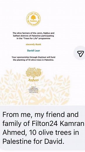 My friend David Lear was buried today,he was a lifelong advocate for Palestine and actually passed away filming at the demonstration in support of the Filton 24 Hunger striker in Pentonville prison.The campaign supporters have donated to a charity who plant olive trees in Palestine in his memory.I can’t think of a better way to remember David than this so have posted the details on here. | Stiofan O Ceann