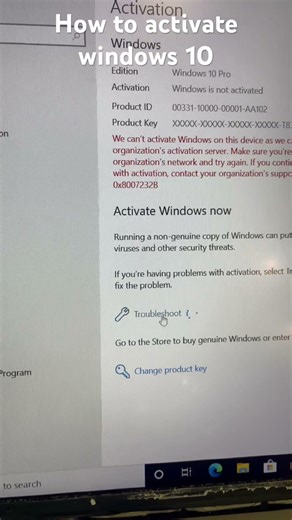How to activate windows 10 .