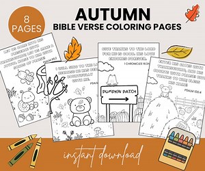 Autumn Bible Verse Coloring Pages: Thanksgiving Homeschool Activity (digital Download) - Etsy