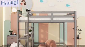 Watch Full Size Loft Bed with Storage Shelves and Under-Bed Desk on Amazon Live