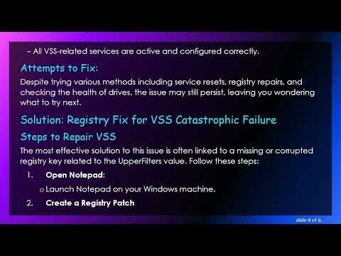 Resolving Volume Shadow Copy (VSS) Catastrophic Failure in Windows 10