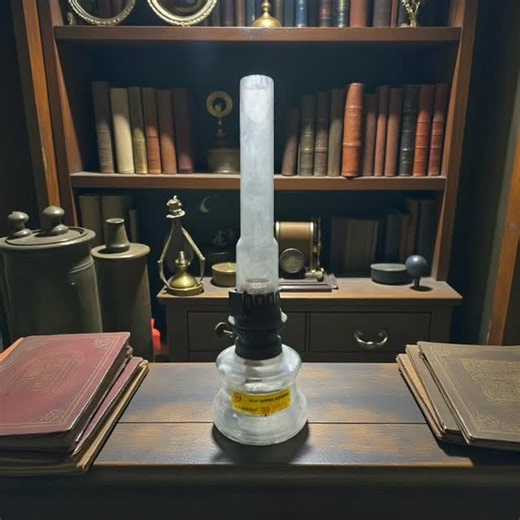 The Stone Age Antiques (Ajesh Jose) on Instagram: "Vintage Glass Oil Lamp – Premium Decor Piece A classic vintage oil lamp featuring a clear glass reservoir and tall frosted chimney. Elegant, timeless, and full of old-world charm—perfect as a statement décor piece for libraries, studies, or heritage interiors. Excellent vintage condition. 16 inches including the length of the chimney, considered not working Each 1750/-"