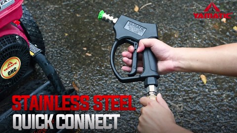 YAMATIC Stainless Steel Short Pressure Washer Gun 5800 PSI with Swivel 3/8" Plug, Easy Pull Trigger High Power Washer Handle with 1/4" Quick Connect for Foam Cannon Gun Car Wash