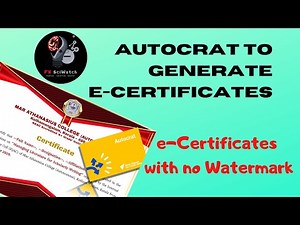 Autocrat 3.0 to Generate E-Certificates | e-Certificates With No Watermark || FX