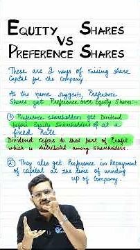 DIFFERENCE BETWEEN EQUITY SHARES & PREFERENCE SHARES I Click👆🏻for Ch: ISSUE OF SHARES, 12th ACCOUNTS