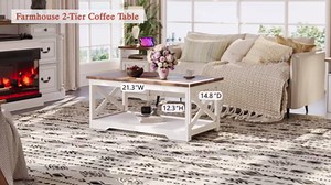 LUXOAK 5-Piece Farmhouse Living Room Table Sets, Includes 75" Rustic TV Stand with 36" 3-Sided Glass Fireplace, 40" Coffee Table and 2 End Tables with Charging Station & Barn Doors, Black Oak