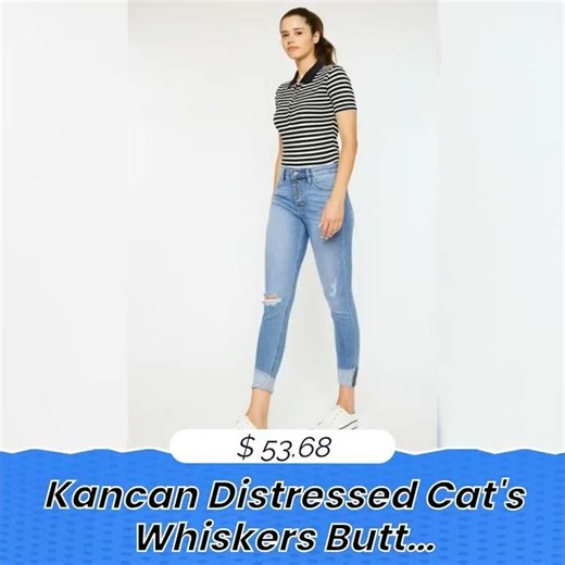 Kancan Distressed Cat's Whiskers Button Fly Jeans