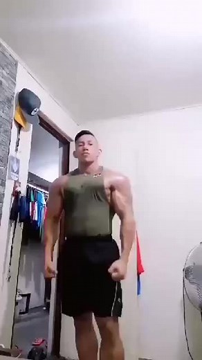 muscular guy dancing Ting Ting Tang Tang Tang tiktok dance