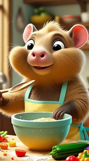 Cute Baby Capybara Cooking Adventure 🥕 | From Grocery Shopping to Delicious Meal!