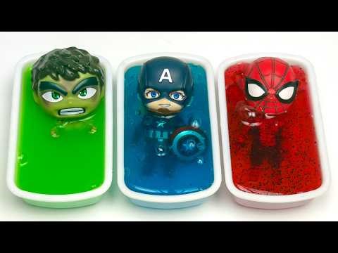 ASMR Satisfying - 5 Colors Bathtub Mixing & Rainbow Foam with Hulk, Spider-Man & Superhero