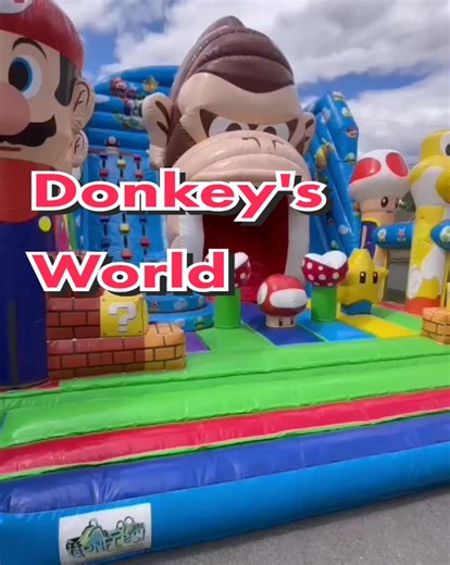 Donkey's World One of our big inflatable games. Ready to welcome your children inside for endless fun on a beautiful sunny day https://www.lesgonfles.com/categorie-produit/location/jeux-gonflables/ #fun #funny #inflatables #kid #kidsactivities