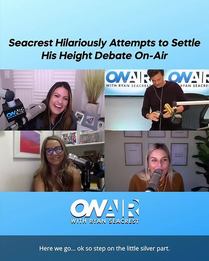 How tall is @RyanSeacrest? That is the question 😂 Watch back the LOL moment here: https://onairwithryan.iheart.com/featured/ryan-seacrest/content/2020-12-04-ryan-seacrest-hilariously-attempts-to-settle-his-height-debate-watch/ | On Air with Ryan Seacrest