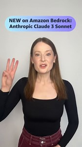 Know the top 3 things about Anthropic's latest foundational model Claude 3️⃣ Sonnet, now available on Amazon Bedrock. 🌩️🤝💡 Watch Senior Developer Advocate Brooke break down how 1️⃣ intelligence, 2️⃣ speed, & 3️⃣ cost-effectiveness result in a cutting-edge model for AWS customers to build generative AI apps. 🔗 https://go.aws/3wzDF5g | Amazon Web Services