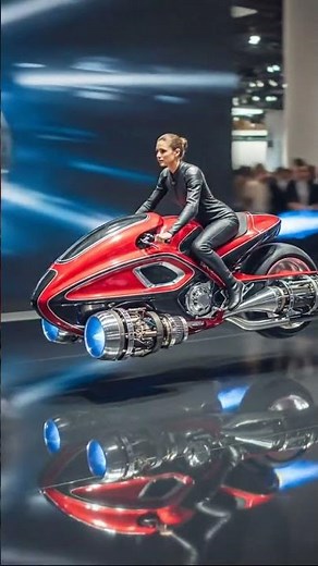 Red Prototype Flying Motorcycle Takes Off Before a Live Crowd