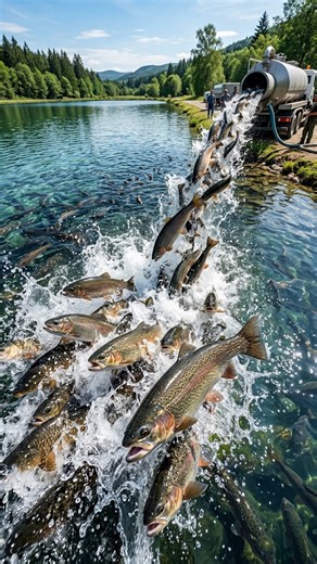 Thousands of Fish Fingerlings Released Into a Pond – Amazing Fish Farming Process!