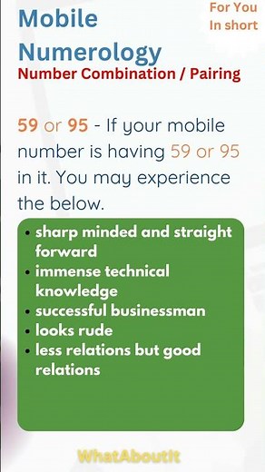 Mobile Numerology | 59 | 95 | Number Combination | WhatAboutIT