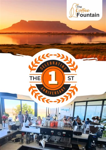 🎉 It’s Our First Birthday! 🎉 Join us at The Coffee Fountain on Sunday, 16 November, as we celebrate one year of great coffee, good company, and breathtaking views! Nestled within SANCCOB with Table Mountain in full view and penguins nearby, it’s the perfect spot to sip your favourite brew, relax, and share the joy with friends. Come raise a cup with us — let’s make our first anniversary weekend one to remember! ☕🐧💛 #TheCoffeeFountain #CapeTownCoffee #FirstAnniversary #TableView #FlamingoVlei