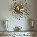 Large Wall Clocks for Living Room Decor Big Modern Silent Clock Non-Ticking for Bedroom Office Kitchen Home Decorative 24 Inch Round Black Clock Crystal Wall Art Decor for Indoor House