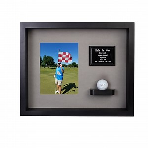 Golf Hole in One Shadowbox | Holds Golf Ball and Scorecard or Photo | Engraved Plate | Vertical Layout | 5 Color Options | Acrylic Cover - Etsy