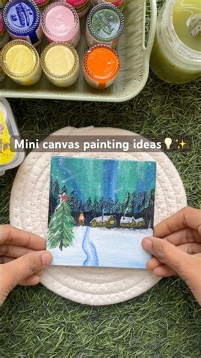Mini canvas ideas Ep-22🎨🎄#christmas #acrylicpainting #easypainting #paintingforbeginners #diy