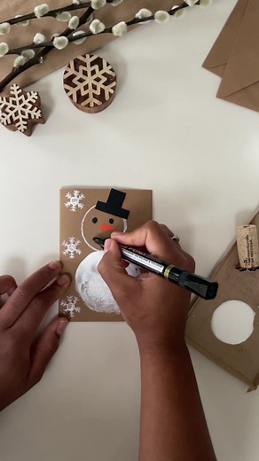 DIY Snowman Cards with Toilet Paper Rolls