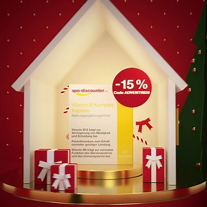 Heute im Adventskalender: 🤩 15% Rabatt 🤩 auf die Vitamin B Komplex Kapseln von apo-discounter.de! 💛 💊 B-Vitamine fördern den Stoffwechsel und sind essenziell für die Blutbildung. 📌 Gutscheincode: ADVENT0820. Nur heute am 8.12.2020 gültig. Also gleich bestellen: bit.ly/37MjNfa *Gutscheinbedingungen: Voraussetzung für das Einlösen des Gutscheins ist die Angabe des Gutscheincodes während des Bestellvorgangs für das Aktionsprodukt. Der Gutschein kann nicht auf Versandkosten und Gebühren sowie a
