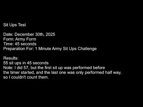 Sit Ups 45 Seconds Test - Preparation for the 1 Minute Army Sit Ups Challenge
