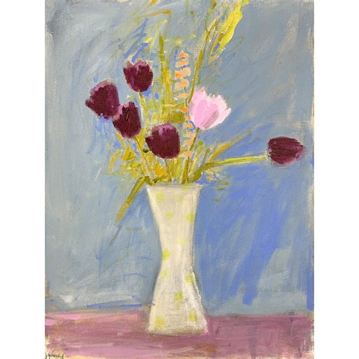 Original Still Life Floral Painting by Jacquie Gouveia, 12x16 Colorful Vase of Flowers Art - Etsy