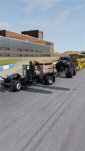 Colorful Capsule Bus & Big Wheeled Monter vs 2 Giant Rotating Hammers – BeamNG.drive #beamngdrive