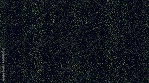 Abstract graphic design of a black background with random green dots scattered unevenly, varying shapes and sizes, creating a sense of chaos and randomness