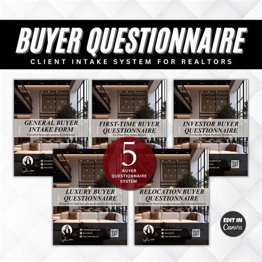 Realtor Buyer Questionnaire Templates, Client Intake System (canva Download) - Etsy