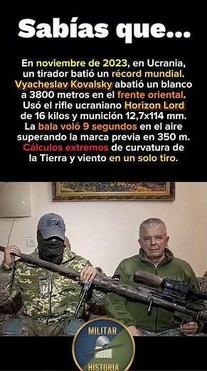 ¡Récord mundial absoluto: El disparo a 3.800 metros del francotirador ucraniano Kovalsky! 🎯🇺🇦