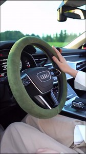 OURTIME Faux Suede Car Steering Wheel Cover, Universal 15 inch,Non-Slip,Comfortable,Soft,Microfiber Breathable Suede Fabric,Warm in Winter and Cool in Summer (Green)
