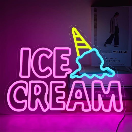Custom Ice Cream Neon Sign | Logo Neon Sign | Welcome Open Neon Light | Customized Neon Sign | Dessert Shop LED Sign - Etsy