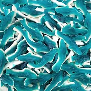 Blue Sharks Gummy Candy, Blue Raspberry Candy, 2 Lb Bag