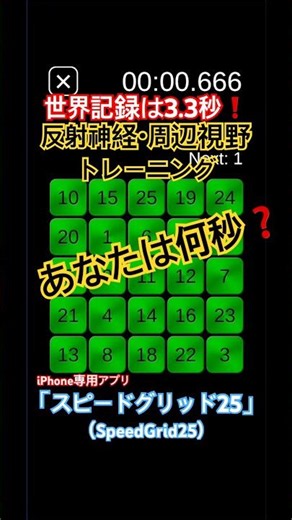 反射神経・周辺視野トレーニング🍐iOSアプリ「スピードグリッド25（SpeedGrid25）」
