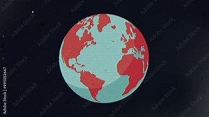 Colorful planet Earth flickering animation with old film style distortion effects